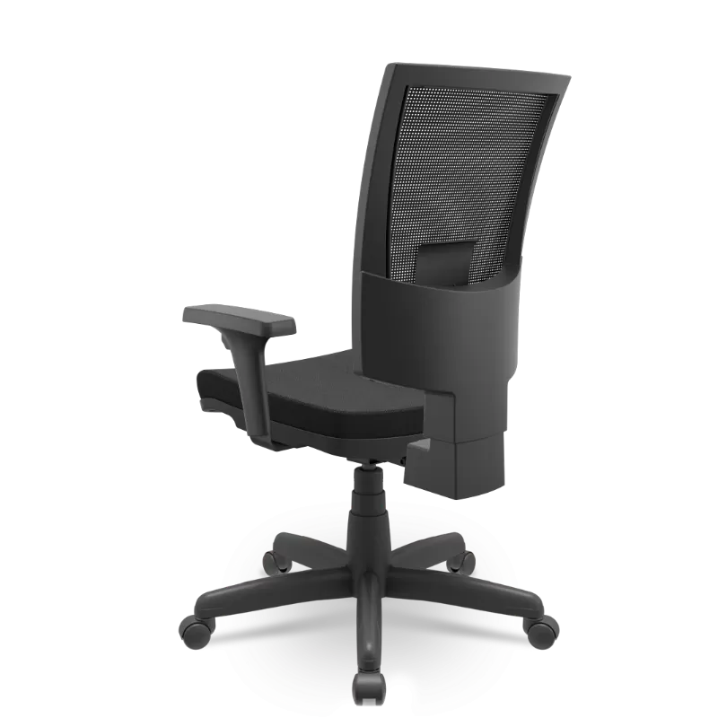 Cadeira ergonômica NR17 Flash assento Poliéster preto RPP braço regulável - Plaxmetal