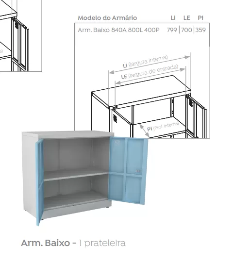 Armário de aço PA1000 - ARMBFIT80