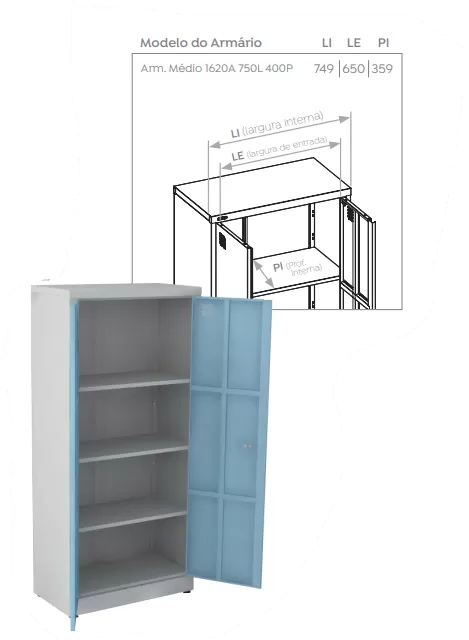 Armário de aço PA75 - ARMMFIT75