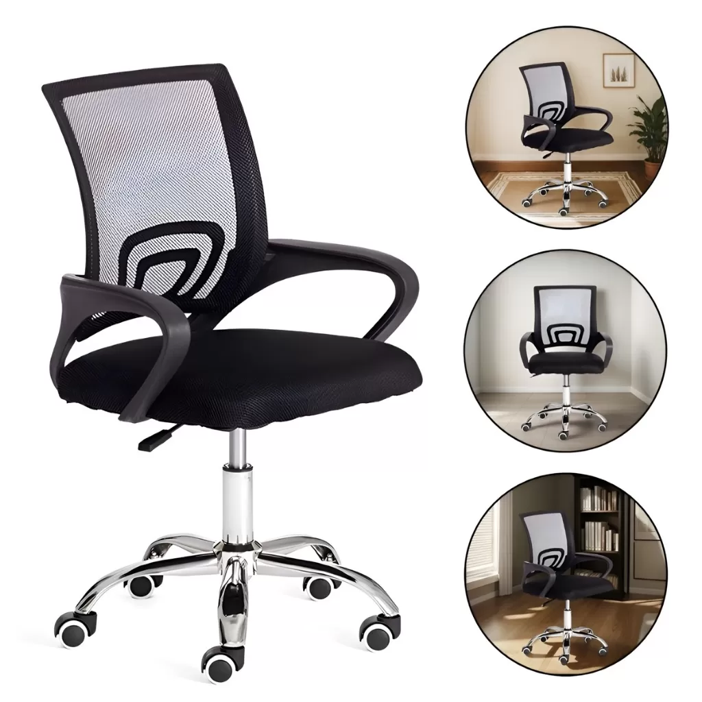 Cadeira Mesh giratória encosto telado com base cromada 