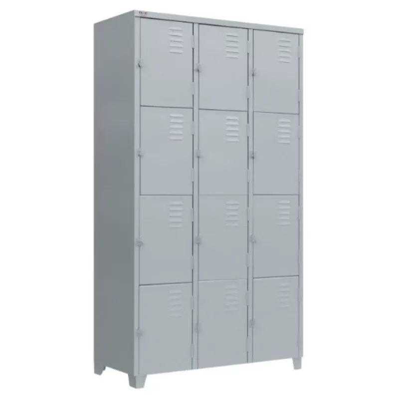 Roupeiro De Aço 12 Portas Chapa 26 Pitão P/ Cadeado - 1,98 X 0,92 X 0,40 - GRP-12