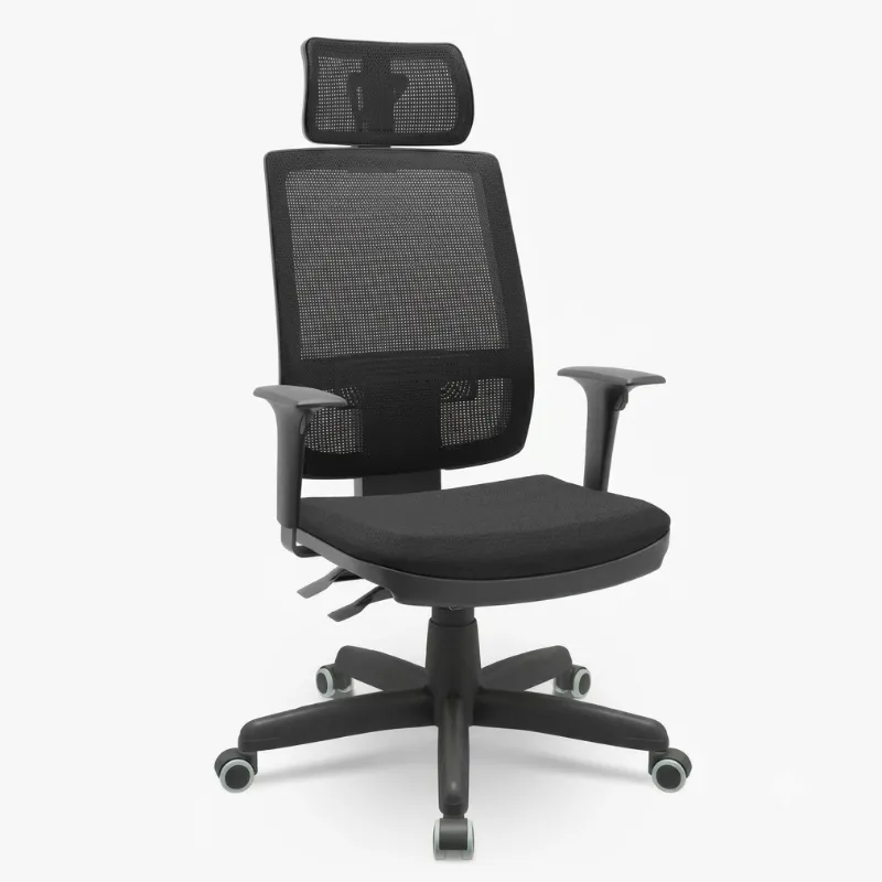 Cadeira Ergonômica Nr17 Flash Presidente Com Apoio De Cabeça - Plaxmetal