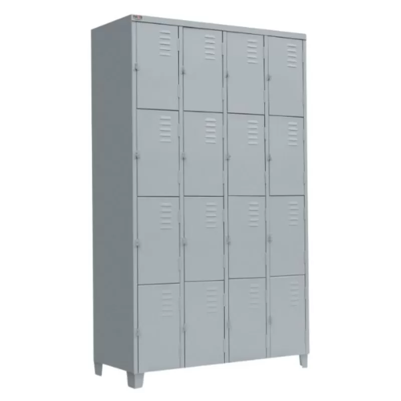 Roupeiro De Aço 16 Portas Chapa 26 Pitão P/ Cadeado - 1,98 X 1,22 X 0,40 - GRP-16